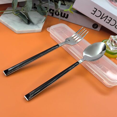 3 Pcs Portable Travel Utensils, Stainless Steel Reusable Ware for Lunch Camping School Picnic Workplace, Lunch Box Includ Fork,Spoon with Case in Saudi Arabia