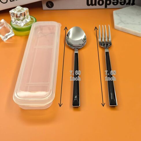3 Pcs Portable Travel Utensils, Stainless Steel Reusable Ware for Lunch Camping School Picnic Workplace, Lunch Box Includ Fork,Spoon with Case in Saudi Arabia