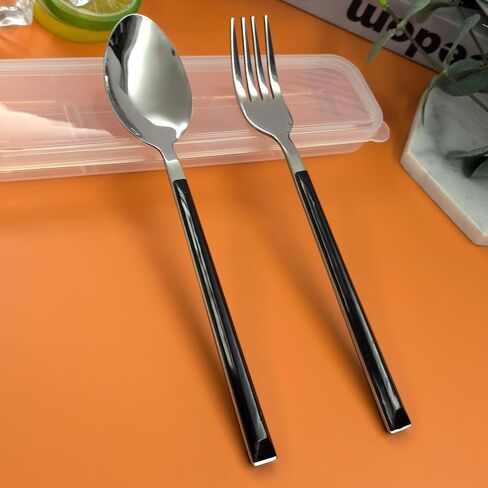3 Pcs Portable Travel Utensils, Stainless Steel Reusable Ware for Lunch Camping School Picnic Workplace, Lunch Box Includ Fork,Spoon with Case in Saudi Arabia