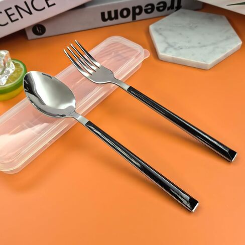 3 Pcs Portable Travel Utensils, Stainless Steel Reusable Ware for Lunch Camping School Picnic Workplace, Lunch Box Includ Fork,Spoon with Case in Saudi Arabia