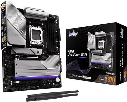 ASRock X870 LiveMixer WiFi AM5 Motherboard | AMD Ryzen 9000/8000/7000 | DDR5 8000+ (OC) | Dual USB4 | PCIe 5.0 | WiFi 7 | 16+2+1 Power Phase | 5GbE LAN in Saudi Arabia
