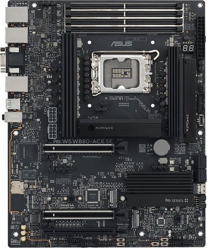 ASUS PRO WS W880-ACE SE SE Intel® Core ™ Ultra Processor (Series 2) LGA 1851 ATX Motherboard ، 8+1+2+2 Power Power ، PCIE® 5.0 جاهزة ل GPUs من الجيل التالي ، DDR5 ، Thunderbolt ™ 4 Type-C® ، 2x 2.5 GBE Lan ، 4x M.2 in Saudi Arabia