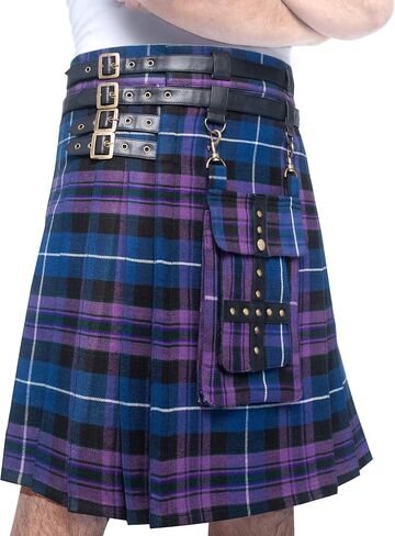 DSS KILTS- تنورة تارتان قابلة للتعديل 16 أونصة للرجال مع جيب أمامي قابل للفصل in Kuwait