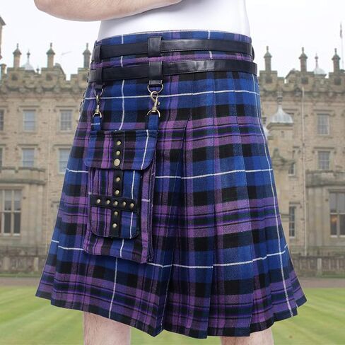 DSS KILTS- تنورة تارتان قابلة للتعديل 16 أونصة للرجال مع جيب أمامي قابل للفصل in Kuwait