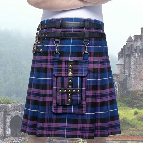 DSS KILTS- تنورة تارتان قابلة للتعديل 16 أونصة للرجال مع جيب أمامي قابل للفصل in Kuwait