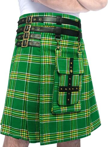 DSS KILTS- تنورة تارتان قابلة للتعديل 16 أونصة للرجال مع جيب أمامي قابل للفصل in Kuwait