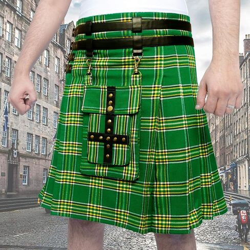 DSS KILTS- تنورة تارتان قابلة للتعديل 16 أونصة للرجال مع جيب أمامي قابل للفصل in Kuwait