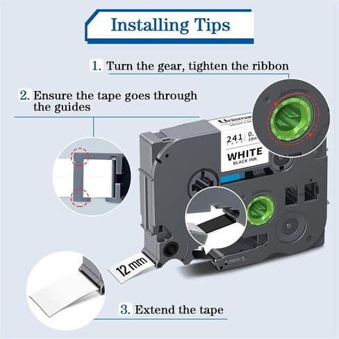 Unismar 10-Pack TZe-241 TZ Tape 18mm 0.7 Laminated White 3/4'' in Saudi Arabia