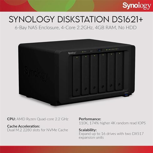 DiskStation DS1621+ 6-Bay NAS العلبة ، 4-core 2.2 جيجا هرتز ، ذاكرة الوصول العشوائي 4 جيجا بايت ، لا HDD مع 6x Ironwolf 8tb SATA III 3.5 "محرك أقراص صلبة داخلي ، 7200 دورة في الدقيقة in Kuwait