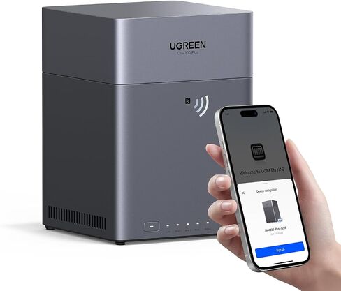 Ugreen NAS DH4300 Plus 4-bay Desktop NAS ، حزمة تخزين متصلة بالشبكة (Diskless) مع كابل HDMI الأيمن 4K 90 درجة HDMI سلك 3.3 قدم in Saudi Arabia