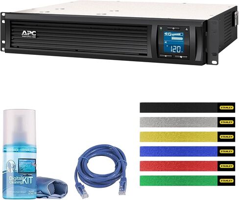 APC 1500VA Smart Ups مع SmartConnect و SMC1500-2UC Rack Rack Backup Batters و SineWave و AVR و 120V وخط متزايد غير قابل للانقطاع مع كابل الإيثرنت ، وعلاقات الأسلاك وعدة التنظيف in Saudi Arabia