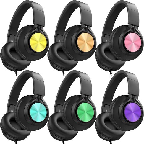 AILIHEN Kids Headphones Wired for School Bulk, 6 Pack Headsets with Microphone for K-12th Grade Classroom, Students, Teens, 3.5mm Jack for Chromebook, Computer, Laptop (Black) in Kuwait