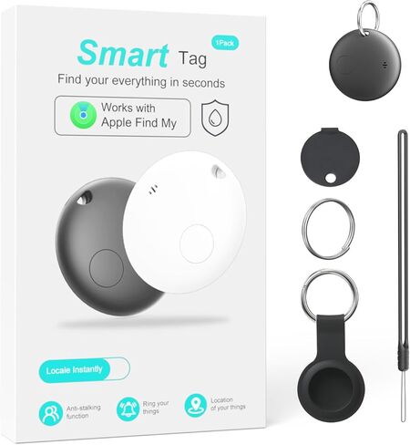IP68 البديل المقاوم للماء ، يعمل Finder Smart Tag Key مع Find My (iOS Only) ، Tracker Bluetooth ، موقع Finder للمفاتيح ، الأمتعة ، حقيبة الظهر ، Wallet (Black ، 1 Pack) in Kuwait