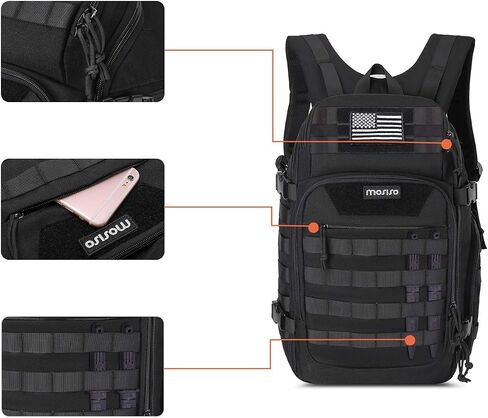 MOSISO 30L Military Tactical Backpack for Men, Army Backpack Military Daypack 3 Day Assault Pack Hiking Rucksack Bug Out Bag, Black in Saudi Arabia