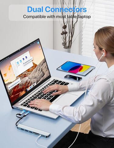 USB C/USB Hub Multiport Adapter,USB 3.0 Hub Aluminum 8 in 1 USB Splitter with SD/TF Card Reader,1 x USB 3.0, 3 x USB 2.0, 1 x USB C,and 3.5mm Audio Output for MacBook Pro Air,iPad Pro,Laptop in Kuwait