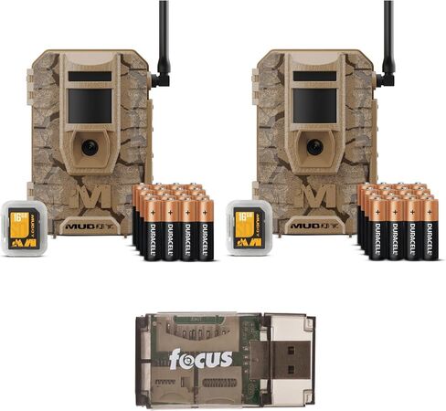 MUDDY Mitigator 2.0 24MP Cellular Camera Combo with 720p Video and Versatile Mounting (Brown, 4-Pack) Bundle with All-in-One High Speed Card Reader (5 Items) in Saudi Arabia