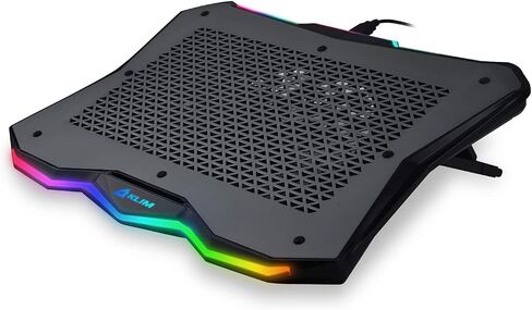 KLIM RAINBOW + حامل تبريد الكمبيوتر المحمول مع الإضاءة الخلفية RGB + 11 " - 19" + لوحة تبريد كمبيوتر محمول للألعاب للمكتب + مروحة تعمل بالشبكة مع شبكة معدنية + مستقرة وصامتة + MAC و PS4 PS5 in Saudi Arabia
