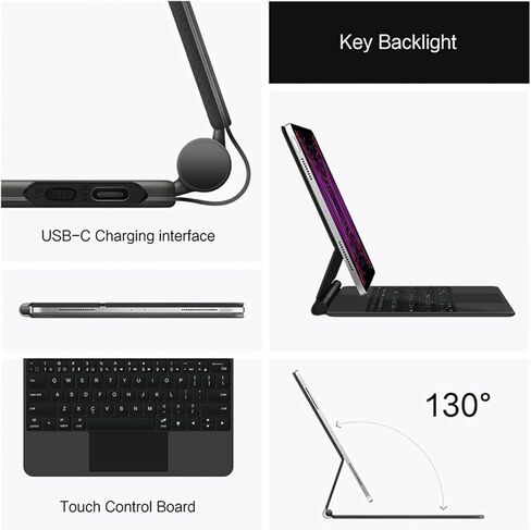 Keyboard Case for iPad Pro 11-inch (Released：2018/2020/2021/2022), Magic - Style Keyboard with Multi - Touch Trackpad – Floating Cantilever Stand – Magnetic Case - Free Mouse in Kuwait