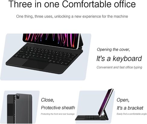 Keyboard Case for iPad Pro 11-inch (Released：2018/2020/2021/2022), Magic - Style Keyboard with Multi - Touch Trackpad – Floating Cantilever Stand – Magnetic Case - Free Mouse in Kuwait