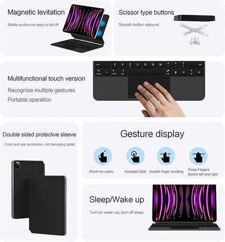 Keyboard Case for iPad Pro 11-inch (Released：2018/2020/2021/2022), Magic - Style Keyboard with Multi - Touch Trackpad – Floating Cantilever Stand – Magnetic Case - Free Mouse in Kuwait