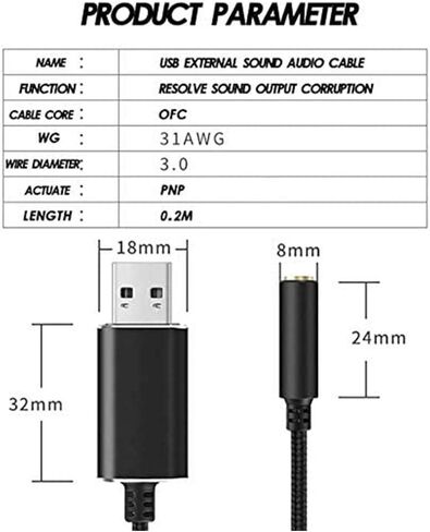 محول صوت مقبس USB إلى 3.5 مم مع سماعة رأس 3.5 مم ومقبس الميكروفون ، ل ، ل ، لأجهزة الكمبيوتر/المحمول ، الأسود ، 500043134 in Kuwait