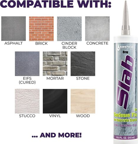 Sashco - 16210-12 Slab Concrete Crack Repair Sealant, 10.5 Ounce Cartridge, Gray (Pack of 12) in Saudi Arabia
