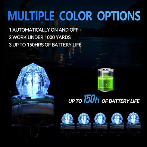 5pcs LED الصيد الساحرة الماس ، الماس ، المياه الجاذبية الجاذبية الصيد ، إغراء الصيد الفلاش تحت الماء لصيد الأسماك الجلي in Kuwait