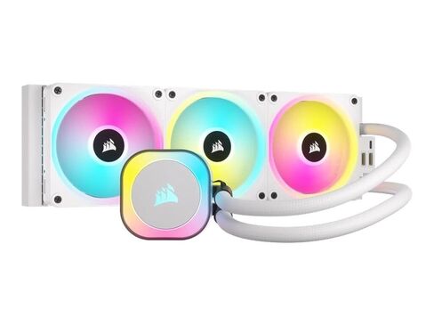 Corsair ICUE Link H150i RGB CPU CPU COWNER - 360 مم AIO - معجبين QX120 RGB - FITS Intel® LGA 1700 ، AMD® AM5 - ICUE LINK SYSTEM HUB المضمّن - أبيض (متجدد) in Kuwait