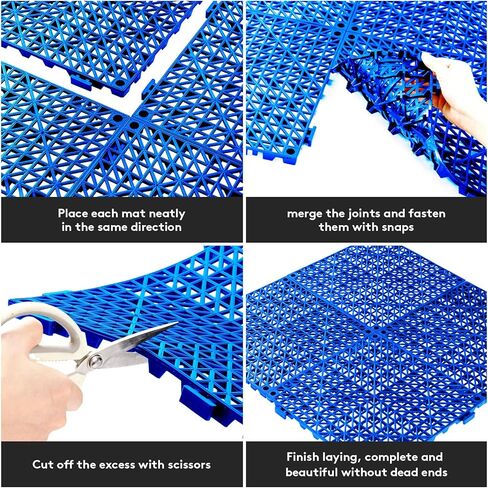 8 قطع من سجادات الصرف المطاطية مقاس 30.48 سم × 30.48 سم، بلاط أرضيات غير قابل للانزلاق مع فتحات، سجادة دش خارجية وحدات متشابكة للأرضيات من أجل خزانة الصرف وغرفة الساونا وحمام سطح السفينة ومرآب الفناء in Kuwait