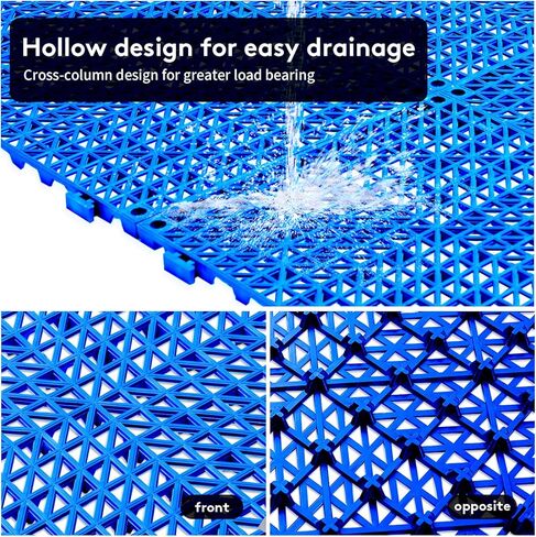8 قطع من سجادات الصرف المطاطية مقاس 30.48 سم × 30.48 سم، بلاط أرضيات غير قابل للانزلاق مع فتحات، سجادة دش خارجية وحدات متشابكة للأرضيات من أجل خزانة الصرف وغرفة الساونا وحمام سطح السفينة ومرآب الفناء in Kuwait