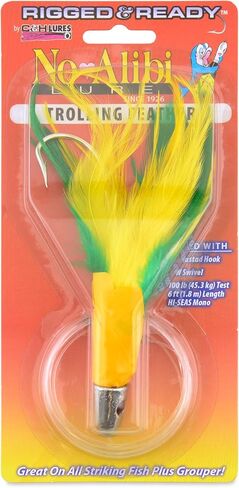 No Alibi Trolling Feathers – Saltwater Fishing Lure for Mahi, Tuna, Wahoo & More – Classic Feather Trolling Lure, Available Rigged or Unrigged, Multiple Sizes in Saudi Arabia