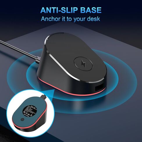 شحن ماوس كمبيوتر مغناطيسي مضغوط شحن Dock R3 لـ Razer Basilisk V3 Pro و Cobra Pro و Naga V2 Pro و Auto Staking و Switch LED Status ، قاعدة مضادة للانزلاق ، كابل 6.6 قدم in Kuwait