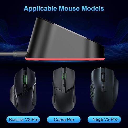 شحن ماوس كمبيوتر مغناطيسي مضغوط شحن Dock R3 لـ Razer Basilisk V3 Pro و Cobra Pro و Naga V2 Pro و Auto Staking و Switch LED Status ، قاعدة مضادة للانزلاق ، كابل 6.6 قدم in Kuwait