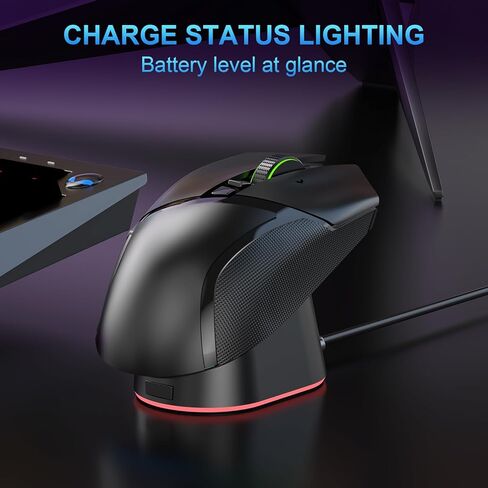 شحن ماوس كمبيوتر مغناطيسي مضغوط شحن Dock R3 لـ Razer Basilisk V3 Pro و Cobra Pro و Naga V2 Pro و Auto Staking و Switch LED Status ، قاعدة مضادة للانزلاق ، كابل 6.6 قدم in Kuwait