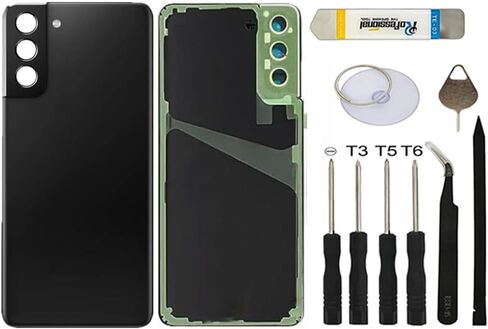 بالنسبة إلى Samsung Galaxy S21 ، استبدال غطاء الزجاج الخلفي S215G G991B G991B/DS G991U G991UL G991W الغطاء الخلفي غطاء الزجاج الخلفي مع شريط مثبت مسبقًا+عدسة كاميرا+أدوات (غطاء خلفي أسود+أدوات) in Kuwait