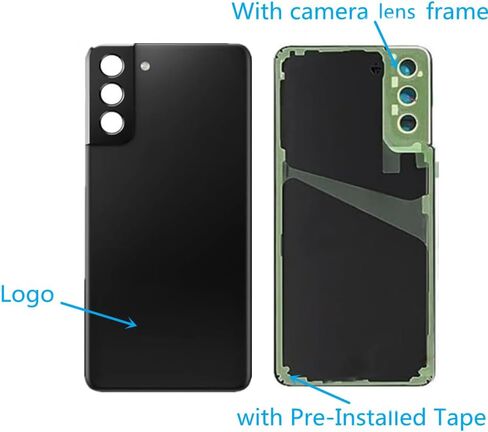 بالنسبة إلى Samsung Galaxy S21 ، استبدال غطاء الزجاج الخلفي S215G G991B G991B/DS G991U G991UL G991W الغطاء الخلفي غطاء الزجاج الخلفي مع شريط مثبت مسبقًا+عدسة كاميرا+أدوات (غطاء خلفي أسود+أدوات) in Kuwait