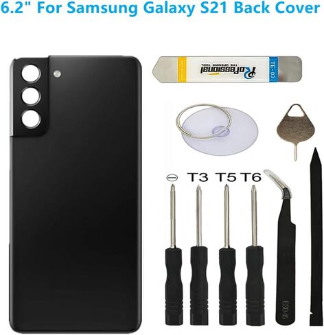 بالنسبة إلى Samsung Galaxy S21 ، استبدال غطاء الزجاج الخلفي S215G G991B G991B/DS G991U G991UL G991W الغطاء الخلفي غطاء الزجاج الخلفي مع شريط مثبت مسبقًا+عدسة كاميرا+أدوات (غطاء خلفي أسود+أدوات) in Kuwait