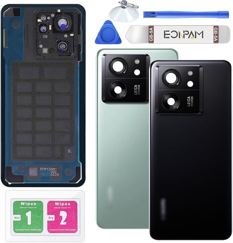 Back Glass Replacement for Xiaomi 13T Back Cover Rear Housing with Camera Lens + Repair Tool Kit Genuine Rear Glass (Black) in Saudi Arabia
