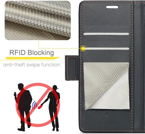 حقيبة محفظة لـ Google Pixel 10/Google Pixel 10 Pro ، علبة فليب مغناطيسية مع حامل بطاقة حظر RFID Kickstand للنساء ، غطاء هاتف واقعي متين صدمي (أسود) in Kuwait