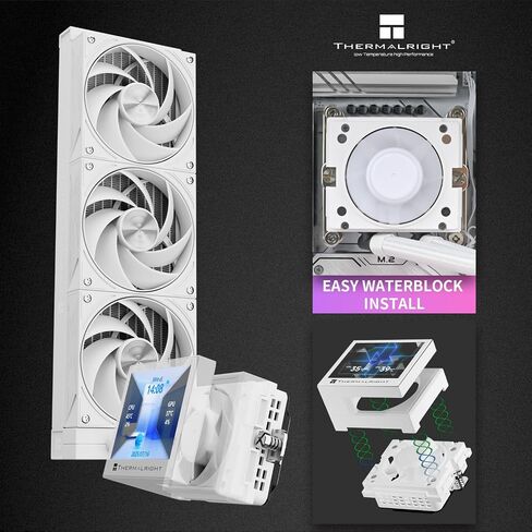 Thermalright Tream Vision 360 Back Cpu Compu Booder ، 3.5 بوصة شاشة LCD المدمجة المغناطيسية ، دقة 640 × 480 ، شاشة عرض محددة بحرية ، سرعة 2400 دورة في الدقيقة ، متوافقة مع AM5 ، LGA1851/1700/115x in Saudi Arabia