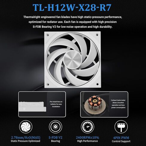 Thermalright Tream Vision 360 Back Cpu Compu Booder ، 3.5 بوصة شاشة LCD المدمجة المغناطيسية ، دقة 640 × 480 ، شاشة عرض محددة بحرية ، سرعة 2400 دورة في الدقيقة ، متوافقة مع AM5 ، LGA1851/1700/115x in Saudi Arabia