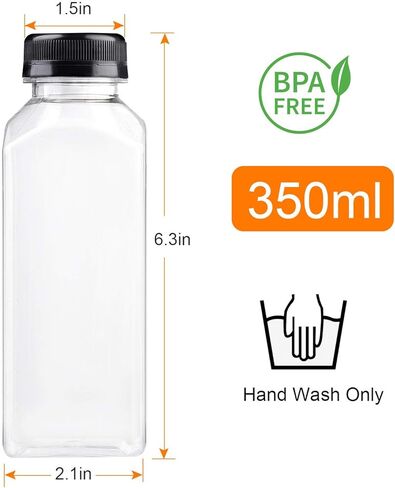 زجاجات عصير فارغة مع أغطية، عبوة من 24 زجاجة مياه شفافة قابلة لإعادة الاستخدام من بلاستيك البولي إيثيلين تيرفثالات قابل لإعادة الاستخدام مع أغطية مضادة للتسرب لحليب الماء والمشروبات in Kuwait