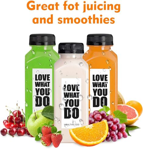 زجاجات عصير فارغة مع أغطية، عبوة من 24 زجاجة مياه شفافة قابلة لإعادة الاستخدام من بلاستيك البولي إيثيلين تيرفثالات قابل لإعادة الاستخدام مع أغطية مضادة للتسرب لحليب الماء والمشروبات in Kuwait