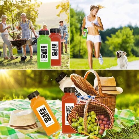 زجاجات عصير فارغة مع أغطية، عبوة من 24 زجاجة مياه شفافة قابلة لإعادة الاستخدام من بلاستيك البولي إيثيلين تيرفثالات قابل لإعادة الاستخدام مع أغطية مضادة للتسرب لحليب الماء والمشروبات in Kuwait