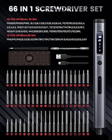 LIFEGOO Mini Electric Screwdriver Set, 58 in 1 Cordless Power Precision Screwdriver Set with 50 Magnetic Bits, Magnetic Precision Electric Screwdriver with Led Lights for Phone Watch Camera in Kuwait