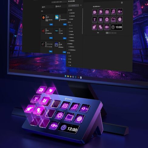 ULANZI Stream Controller Macro Keyboard D200 U-Studio Macro Pad 14 LCD Keys, 13 Customizable Macro Keys Deck to Control Apps and Software, Trigger Actions in OBS, Twitch, YouTube and more, for Mac/PC in Saudi Arabia