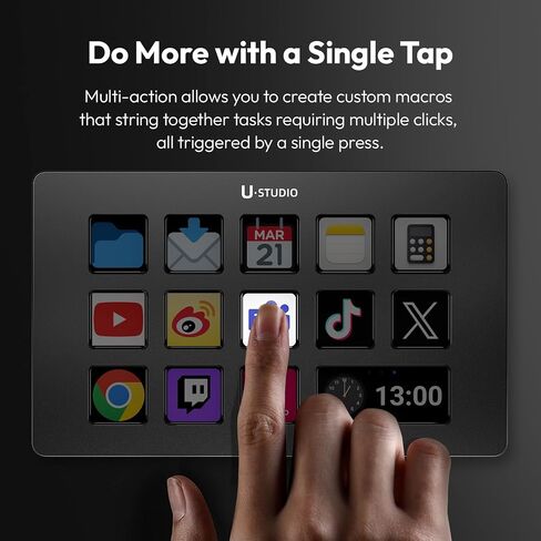 ULANZI Stream Controller Macro Keyboard D200 U-Studio Macro Pad 14 LCD Keys, 13 Customizable Macro Keys Deck to Control Apps and Software, Trigger Actions in OBS, Twitch, YouTube and more, for Mac/PC in Saudi Arabia