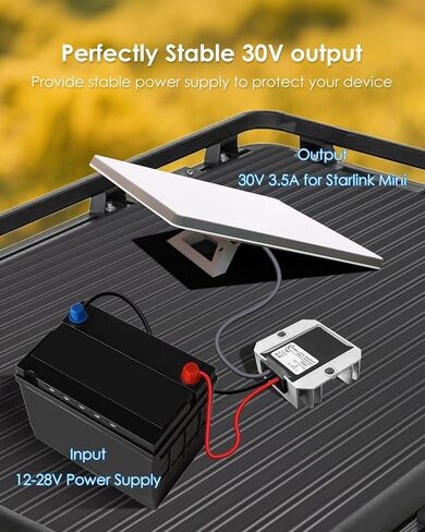 محول محول STARLINK MINI 12V ، سلك الطاقة DC لإمدادات الطاقة المصغرة Starlink ، تصعيد 12 فولت إلى 30V 3.5A ، محول الداعم IP68 مع قابس الذكور DC لشاحنة RVS in Kuwait