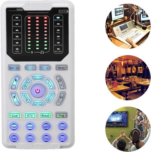 Asixxsix Voice Changer Set, 16 Different Sounds Portable Voice Changer Plug and Play Multifunction Recording Sound Card with 10 Levels Fine Tuning for iOS Android PC Phone Laptops in Saudi Arabia