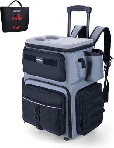 Goture 66L Rolling Tackle Box with Cooler, Large Fishing Bag with Wheels for 5 3700 Trays(Trays Not Included), Saltwater Resistant Tackle Backpack with Rod Holders & EVA Cover in Saudi Arabia
